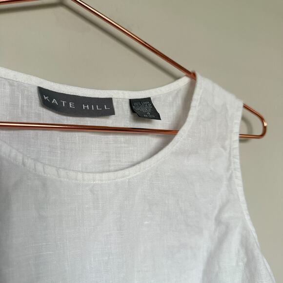 Kate Hill Tank Womens Linen Top 4 Lace Side Zip Lightweight Whimsy Lagom Cottage - Picture 3 of 6